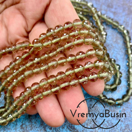 Султанит, бусины  шарики ок. 4-6 мм с ювелирной огранкой (1 шт.)