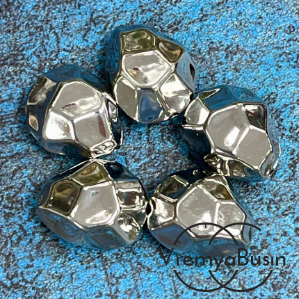 Бусина облегченная из латуни с родиевым покрытием, 20х16 мм  (1 шт.)