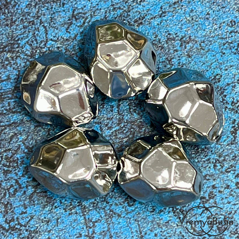 Бусина облегченная из латуни с родиевым покрытием, 20х16 мм  (1 шт.)