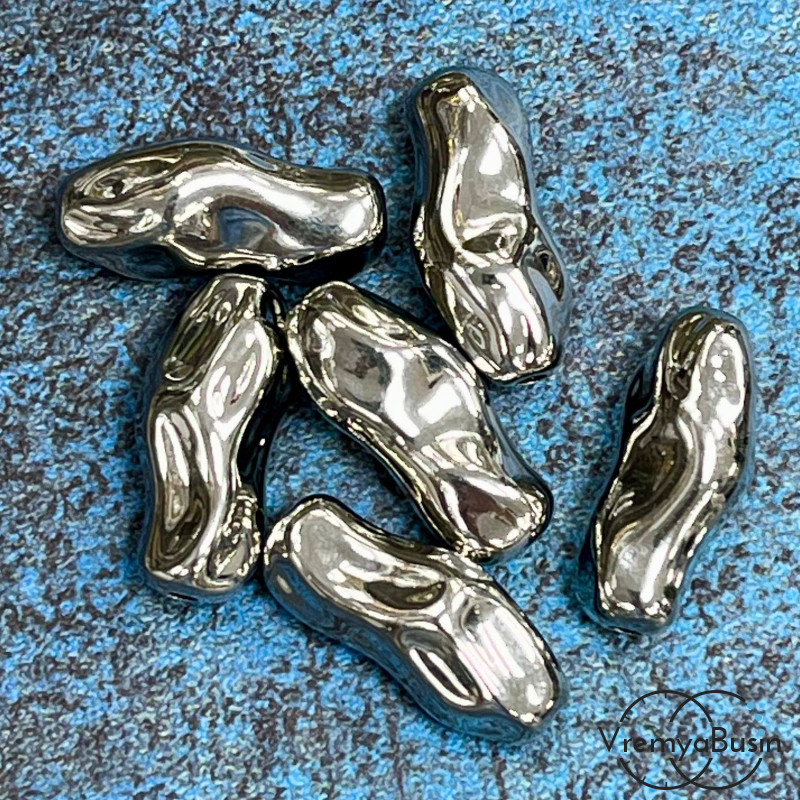 Бусина облегченная из латуни с родиевым покрытием, 23х11 мм  (1 шт.)