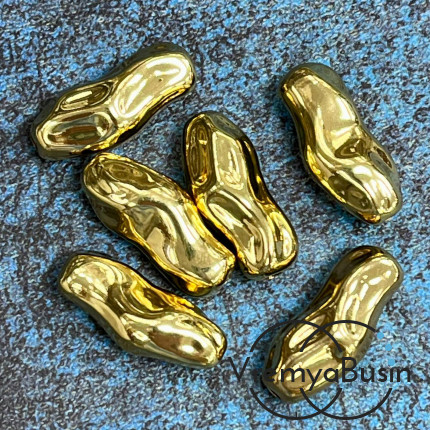 Бусина облегченная из латуни с позолотой, 23х11 мм   (1 шт.)