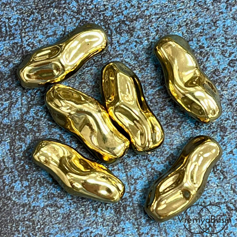 Бусина облегченная из латуни с позолотой, 23х11 мм   (1 шт.)