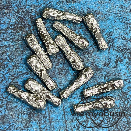 Бусина облегченная из латуни с родиевым покрытием, 20х5 мм  (1 шт.)