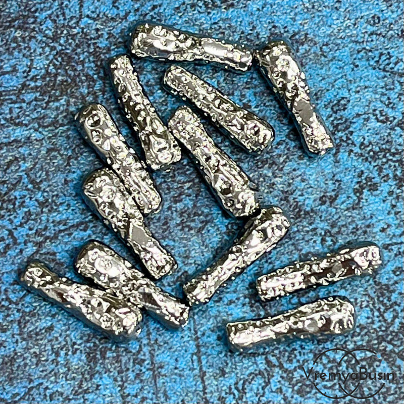 Бусина облегченная из латуни с родиевым покрытием, 20х5 мм  (1 шт.)