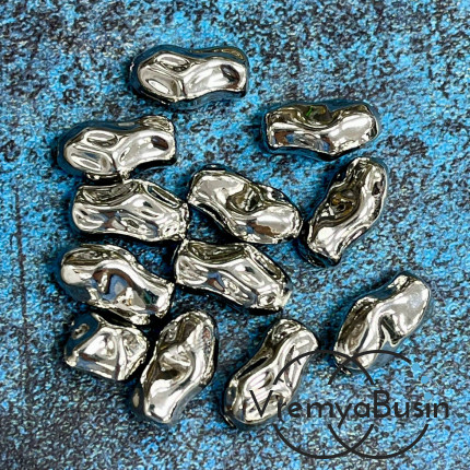 Бусина облегченная из латуни с родиевым покрытием, 15х9 мм  (1 шт.)