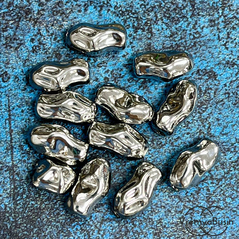 Бусина облегченная из латуни с родиевым покрытием, 15х9 мм  (1 шт.)