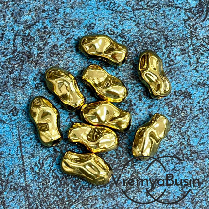 Бусина облегченная из латуни с позолотой, 15х9 мм   (1 шт.)