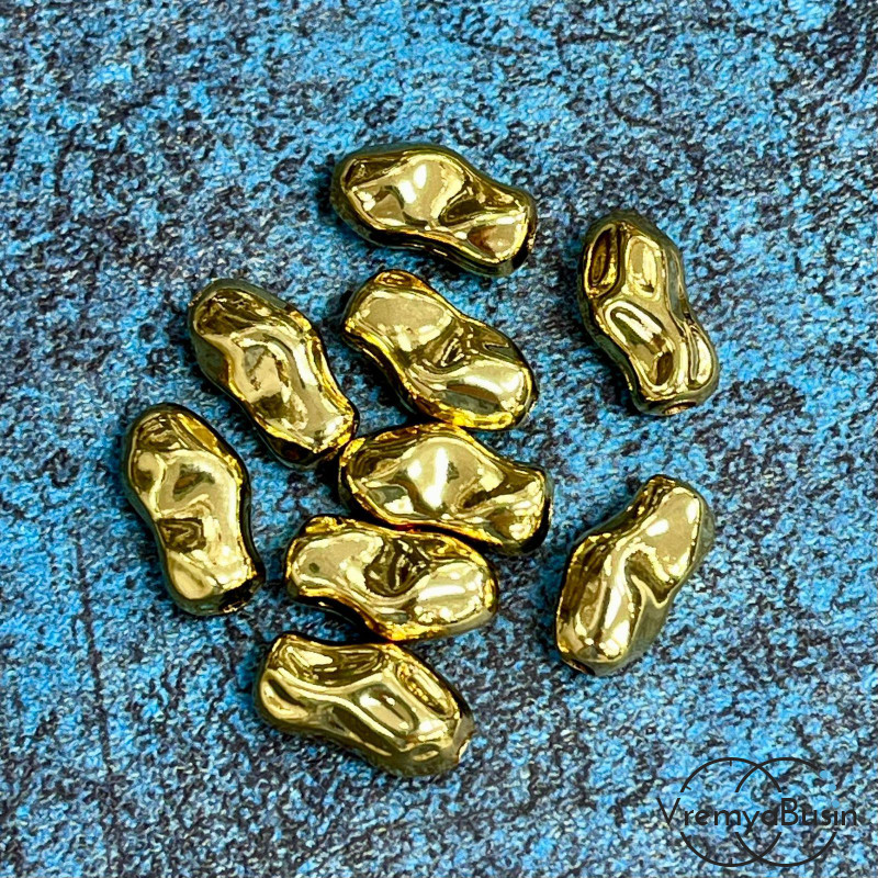 Бусина облегченная из латуни с позолотой, 15х9 мм   (1 шт.)