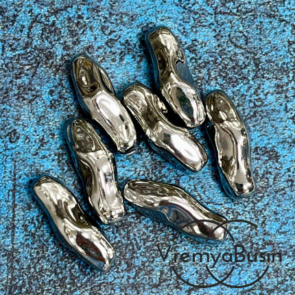 Бусина облегченная из латуни с родиевым покрытием, 22х8 мм  (1 шт.)