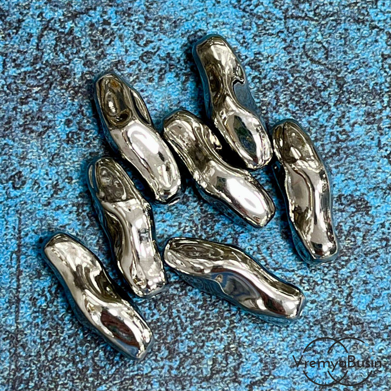 Бусина облегченная из латуни с родиевым покрытием, 22х8 мм  (1 шт.)