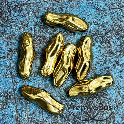 Бусина облегченная из латуни с позолотой, 22х8 мм   (1 шт.)