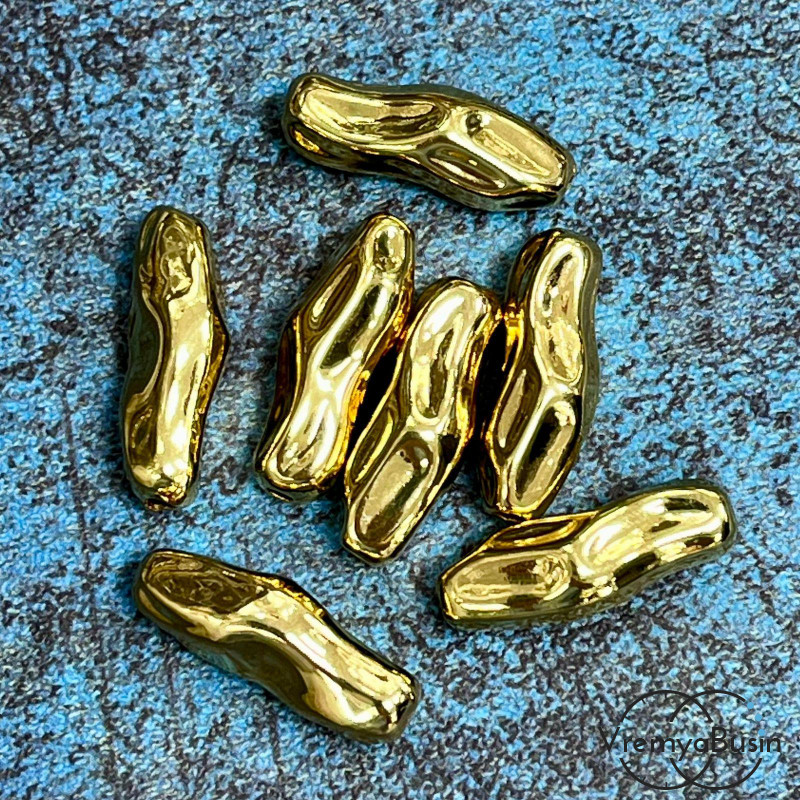 Бусина облегченная из латуни с позолотой, 22х8 мм   (1 шт.)