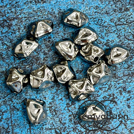 Бусина облегченная из латуни с родиевым покрытием, 10х8 мм  (1 шт.)