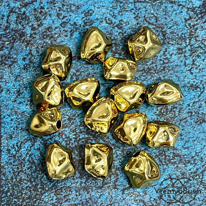 Бусина облегченная из латуни с позолотой, 10х8 мм   (1 шт.)