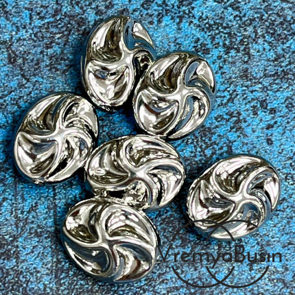 Бусина облегченная из латуни с родиевым покрытием, 18х14 мм (1 шт.)