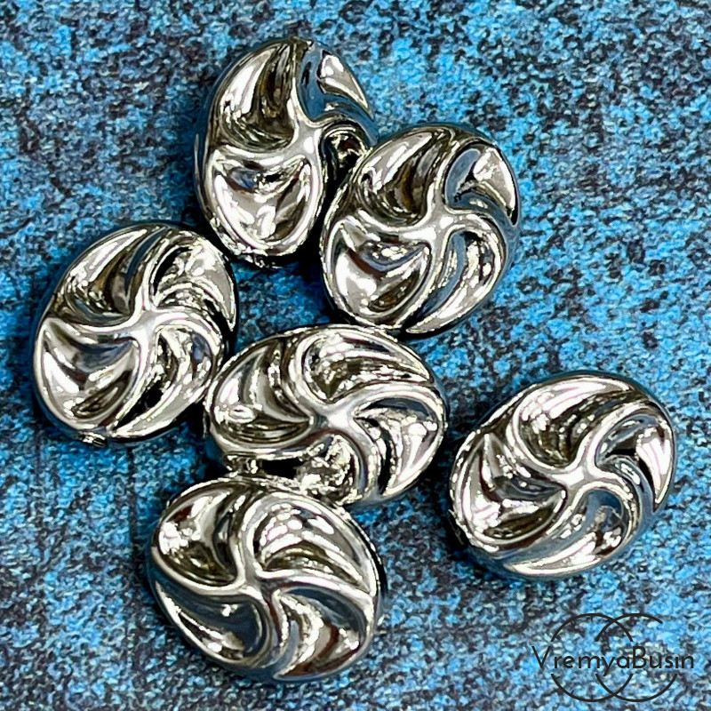 Бусина облегченная из латуни с родиевым покрытием, 18х14 мм (1 шт.)