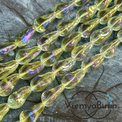 Бусины из гладкого стекла «Барочный жемчуг», 13х22 мм  (1/2 нити, ок. 10 шт.)