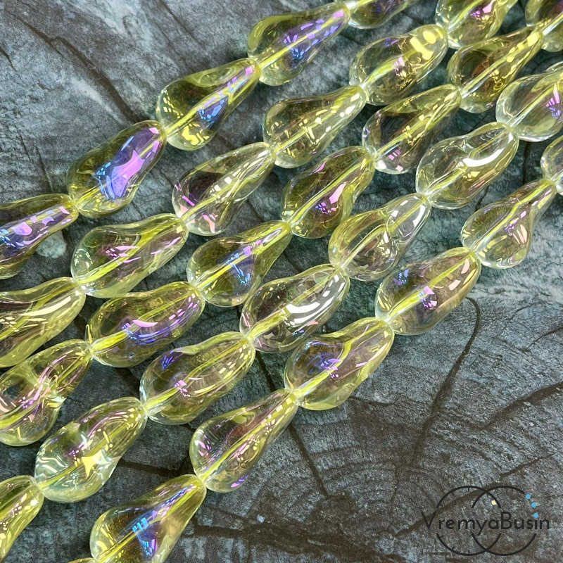 Бусины из гладкого стекла «Барочный жемчуг», 13х22 мм  (1/2 нити, ок. 10 шт.)