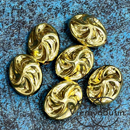 Бусина облегченная из латуни с позолотой, 18х14 мм   (1 шт.)