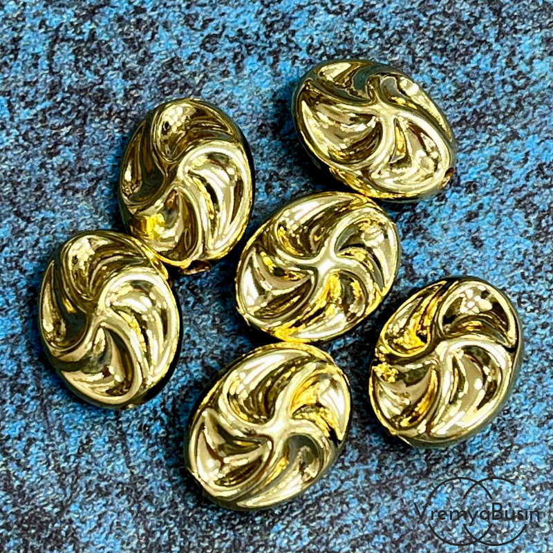 Бусина облегченная из латуни с позолотой, 18х14 мм   (1 шт.)