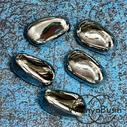 Бусина облегченная из латуни с родиевым покрытием, 18х11 мм (1 шт.)