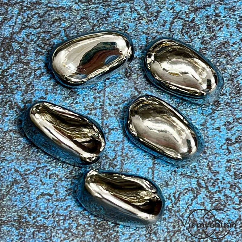 Бусина облегченная из латуни с родиевым покрытием, 18х11 мм (1 шт.)