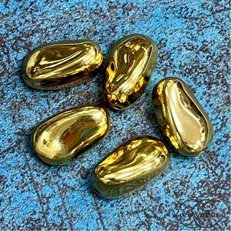 Бусина облегченная из латуни с позолотой, 18х11 мм   (1 шт.)