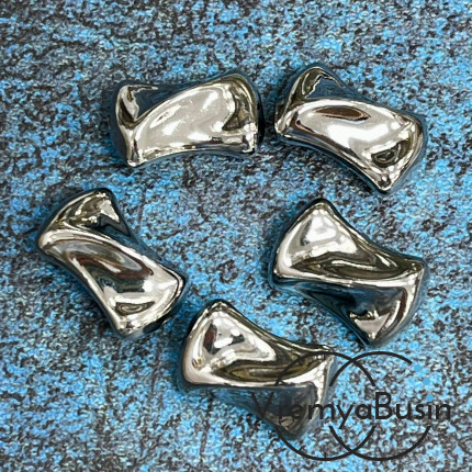 Бусина облегченная из латуни с родиевым покрытием, 12х18 мм  (1 шт.)