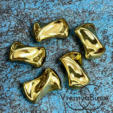 Бусина облегченная из латуни с позолотой, 12х18 мм  (1 шт.)