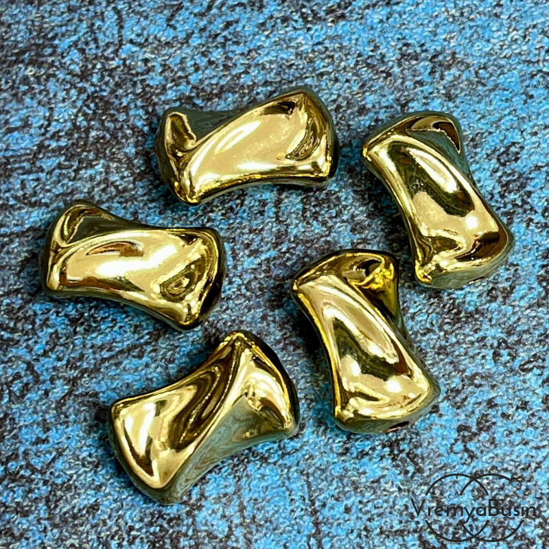 Бусина облегченная из латуни с позолотой, 12х18 мм  (1 шт.)