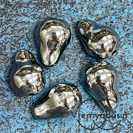 Бусина облегченная из латуни с родиевым покрытием, 13х20 мм  (1 шт.)