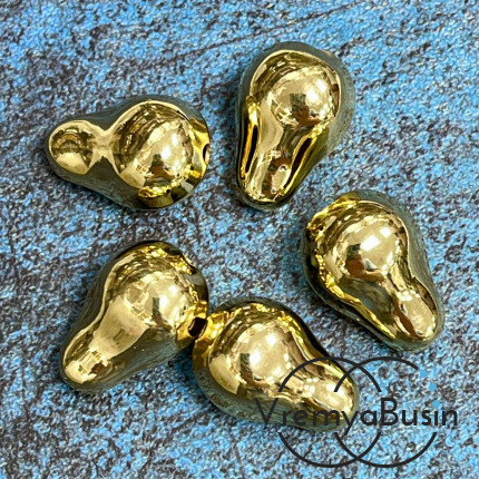 Бусина облегченная из латуни с позолотой, 13х20 мм  (1 шт.)