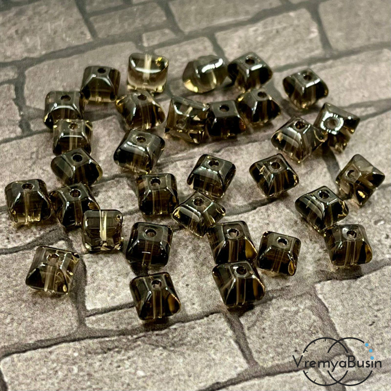 Раухтопаз, дымчатый кварц, бусины квадратные рондели 5х6 мм (1 шт.)