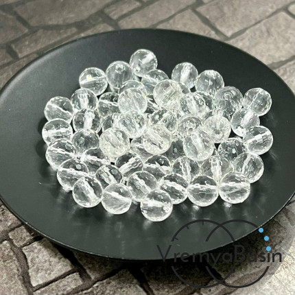 Горный хрусталь натур., граненые шарики 6 мм (1 шт.)