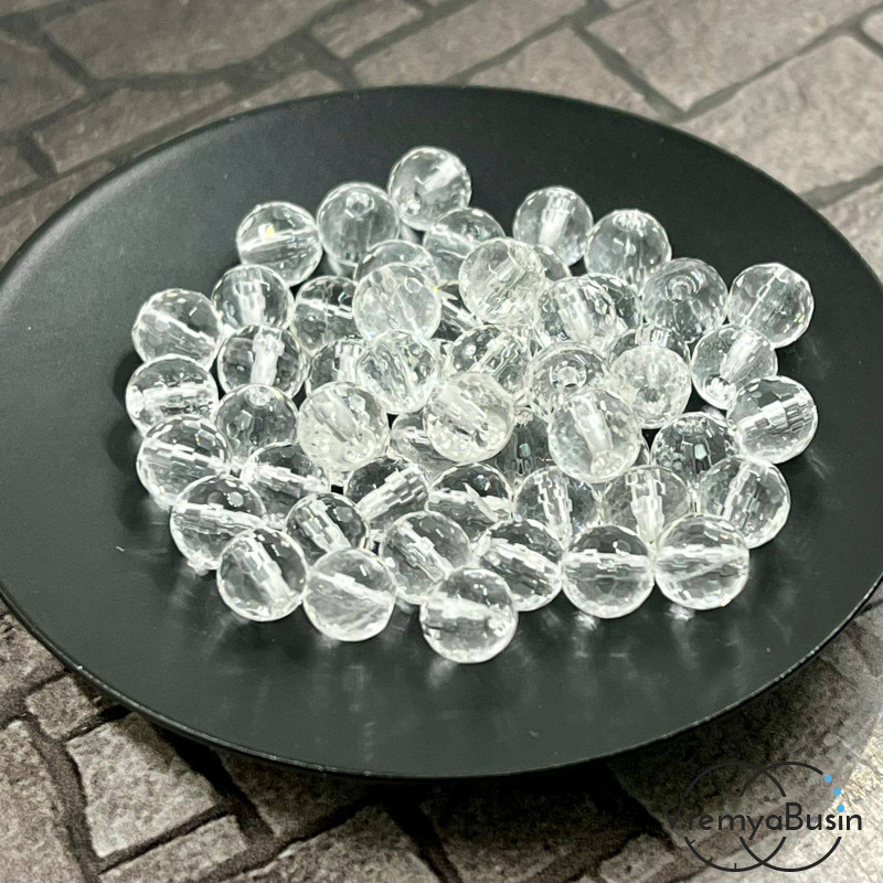 Горный хрусталь натур., граненые шарики 6 мм (1 шт.)