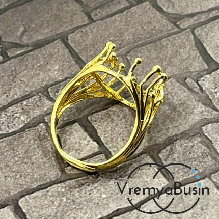 Основа для кольца с кабошоном 13х18 мм, латунь с позолотой (1 шт.)