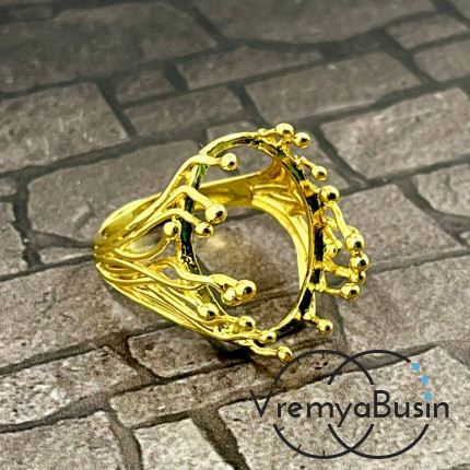 Основа для кольца с кабошоном 13х18 мм, латунь с позолотой (1 шт.)