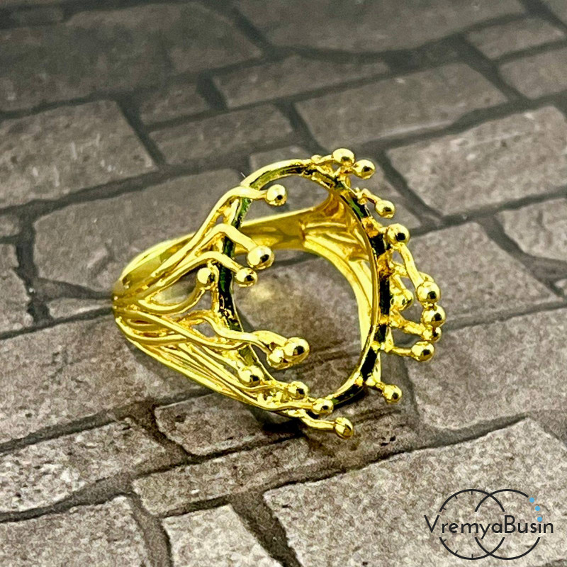 Основа для кольца с кабошоном 13х18 мм, латунь с позолотой (1 шт.)