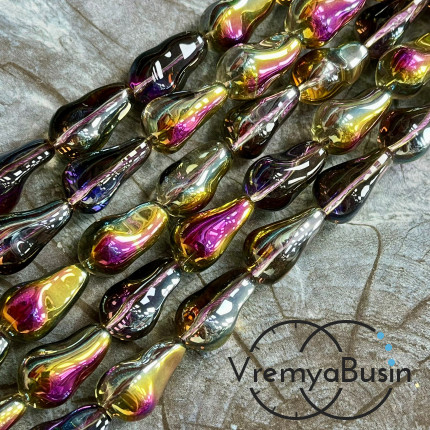 Бусины из гладкого стекла «Барочный жемчуг», 13х22 мм  (1/2 нити, ок. 10 шт.)