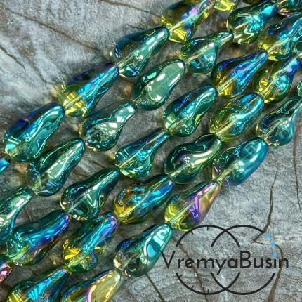 Бусины из гладкого стекла «Барочный жемчуг», 13х22 мм  (1/2 нити, ок. 10 шт.)