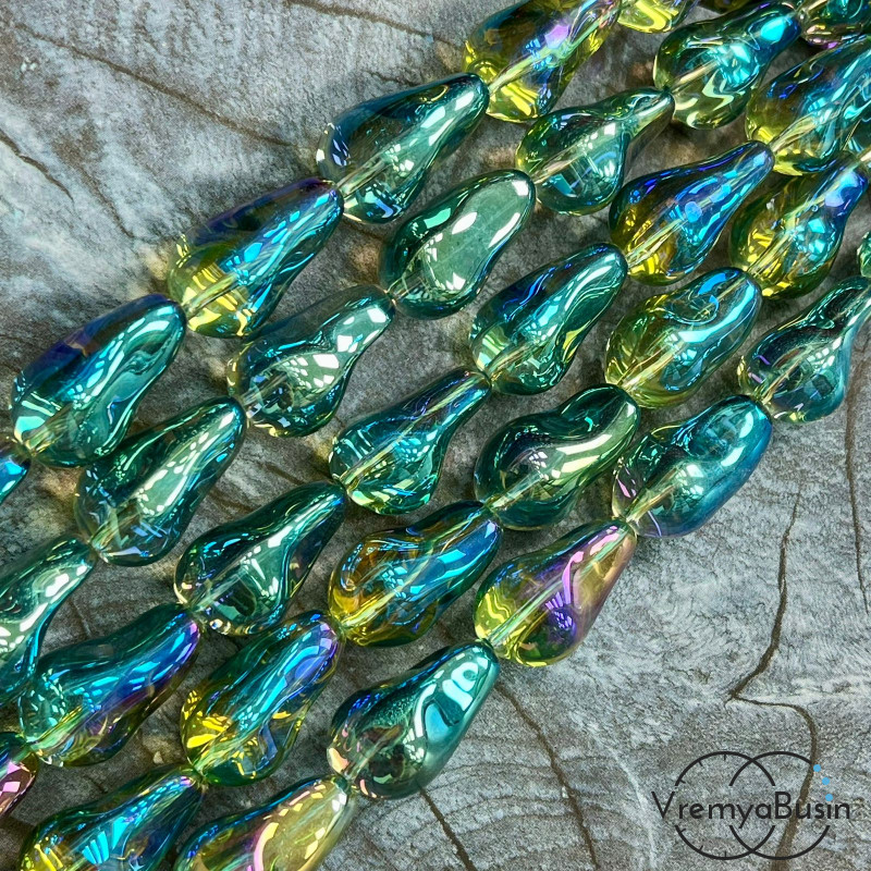 Бусины из гладкого стекла «Барочный жемчуг», 13х22 мм  (1/2 нити, ок. 10 шт.)