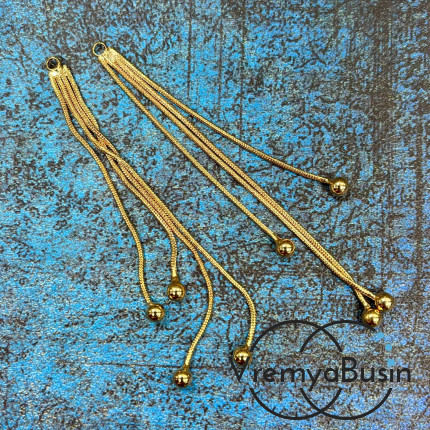 Подвеска с цепочками, 80х5 мм, латунь с позолотой и фианитами (1 шт.)