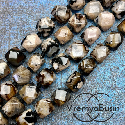 Агат, бусины свободной огранки, ок. 15 мм (нить, ок. 24 шт.)