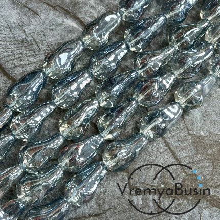 Бусины из гладкого стекла «Барочный жемчуг», 13х22 мм  (1/2 нити, ок. 10 шт.)