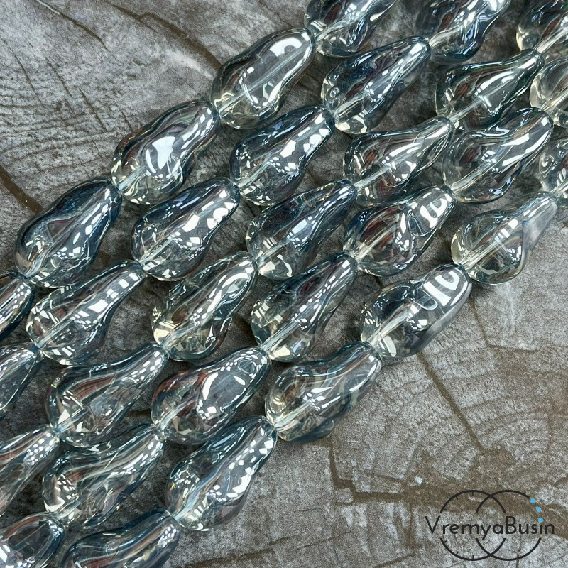 Бусины из гладкого стекла «Барочный жемчуг», 13х22 мм  (1/2 нити, ок. 10 шт.)