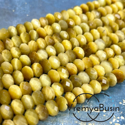 Тигровый глаз натур., тонир. цв. , рондель граненый 6х8 мм (1/2 нити, ок. 35 шт.)