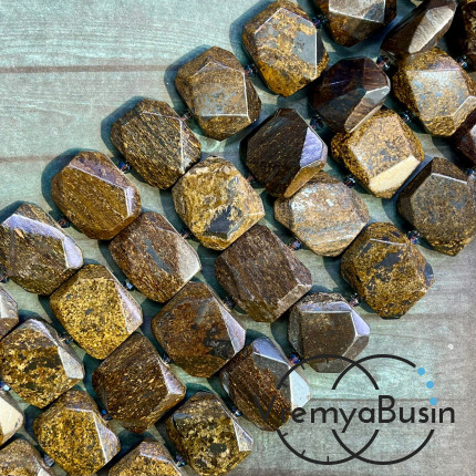 Бронзит, плоские бусины свободной огранки, ок. 25х20х6 мм (1/2 нити, ок. 8 шт.)