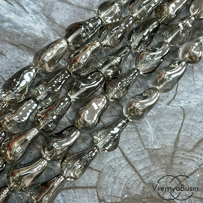 Бусины из гладкого стекла «Барочный жемчуг», 13х22 мм  (1/2 нити, ок. 10 шт.)