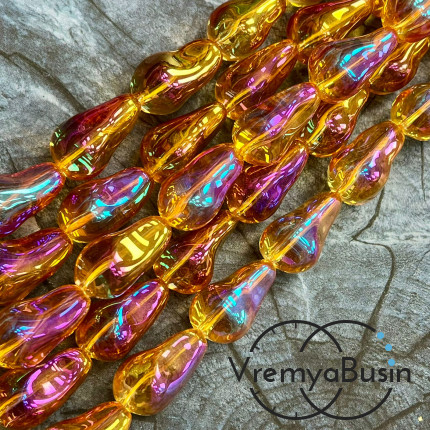 Бусины из гладкого стекла «Барочный жемчуг», 13х22 мм  (1/2 нити, ок. 10 шт.)