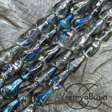 Бусины из гладкого стекла «Барочный жемчуг», 13х22 мм  (1/2 нити, ок. 10 шт.)